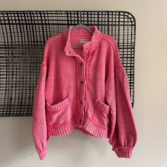 Free People Sweaters - Free people We The Free Cute In This Cardi hot pink